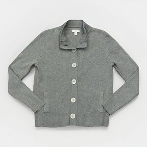 Cotton Charter Club Women's Grey Button Up Cardigan Sweater Size L Basic